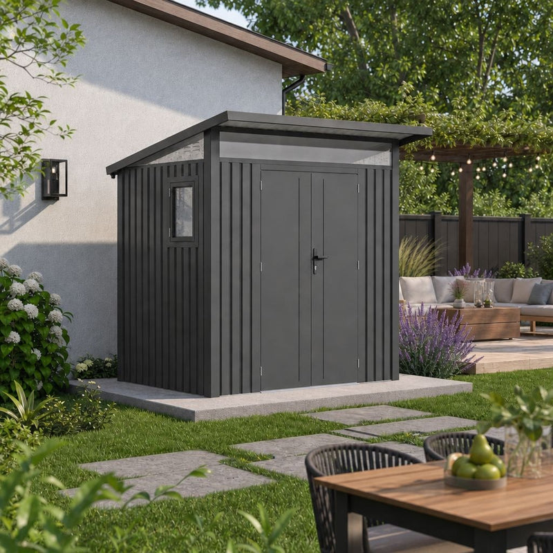 Gazebo Penguin Arvada Metal Shed, Dark Grey S4