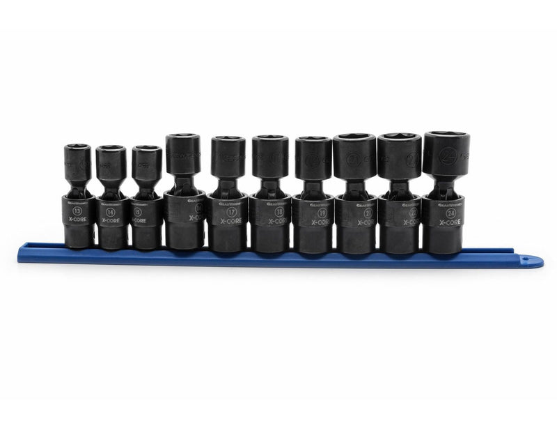 GearWrench 6 Point Standard Drive X-Core Pinless Universal Impact Socket Set, Metric, 1/2-in, 10-pc H2