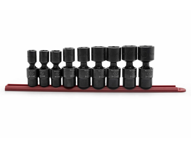 GearWrench 6 Point Standard Drive X-Core Pinless Universal Impact Socket Set, SAE, 1/2-in, 9-pc W8