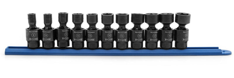 GearWrench 6-Point Standard Drive X-Core Pinless Universal Joint Impact Socket Set, Metric, 3/8-in, 11-pc A0