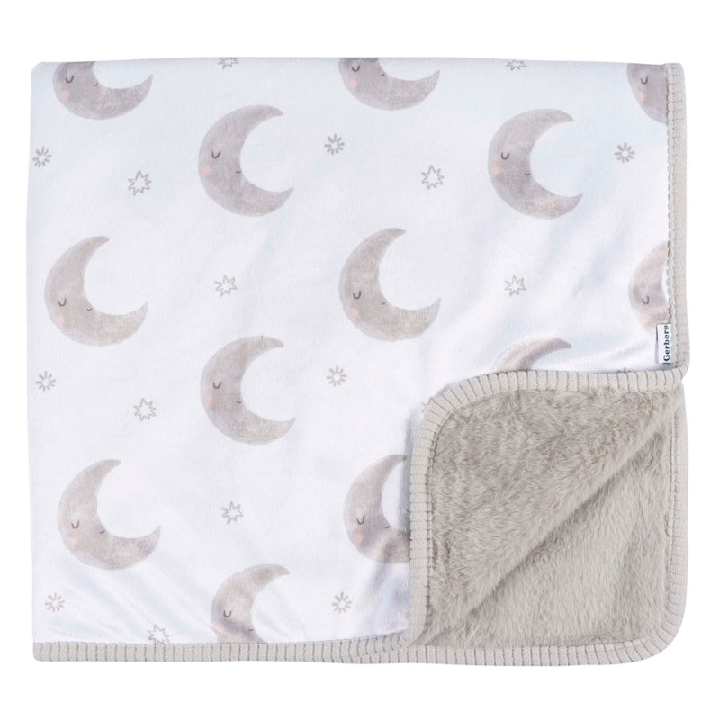 Gerber Childrenwear 2-Ply Celestial Moons Ultra-Soft Plush Blanket for Babies W3