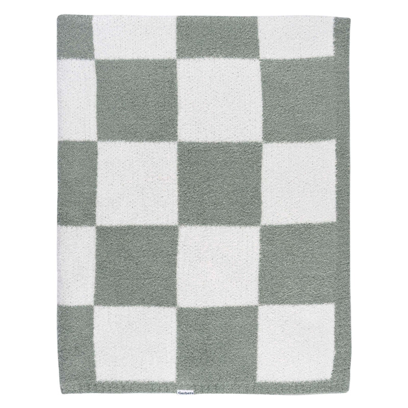Gerber Childrenwear Green Checkered Silky Mink Baby Blanket R5