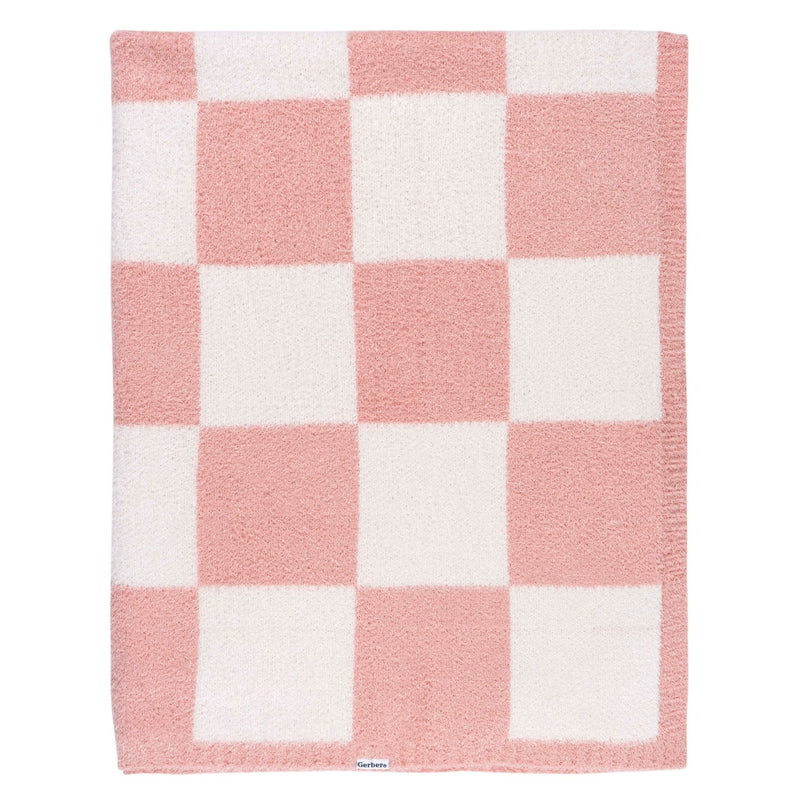 Gerber Childrenwear Pink Checkered Silky Mink Baby Blanket T5