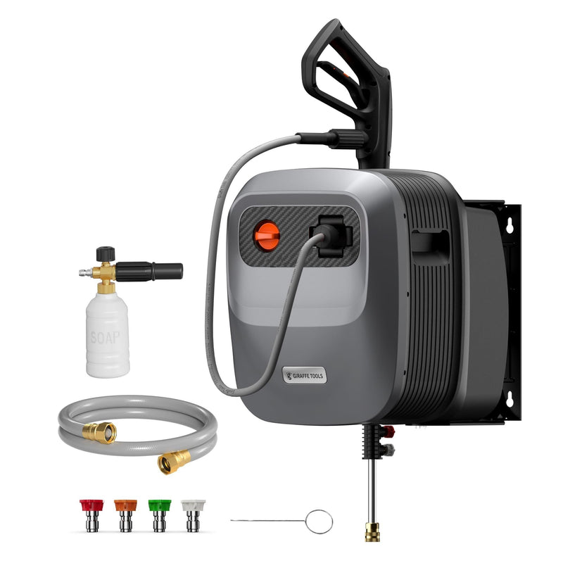 Giraffe Tools Grandfalls G20 Wall Mounted 1900 PSI 2.2 GPM Brushless Electric Pressure Washer with 65-ft Retractable Hard Hose I5