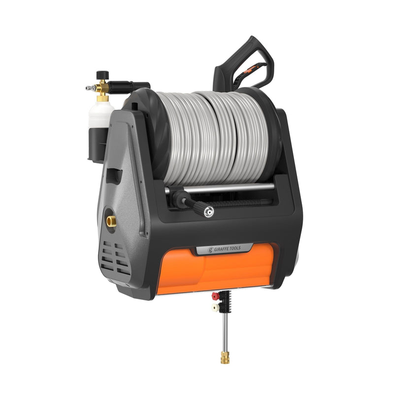 Giraffe Tools Grandfalls Pro Wall Mounted 2700 PSI 1.6 GPM Brushless Retractable Electric Pressure Washer with 100-ft Hard Hose K6