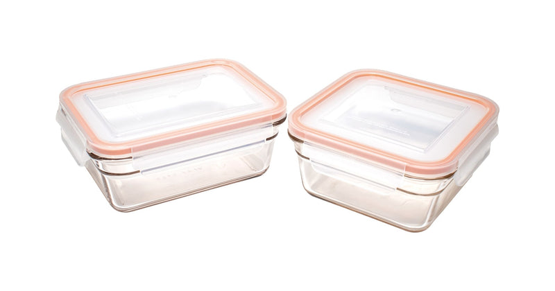 Glasslock Food Storage Container and Lid Set with Airtight Seal, Rectangular, Various Sizes, 6-pk, with Lids C9
