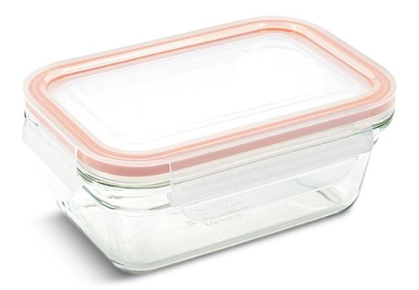 Glasslock Rectangle Glass Food Storage Container with Airtight Seal, 470-mL S2