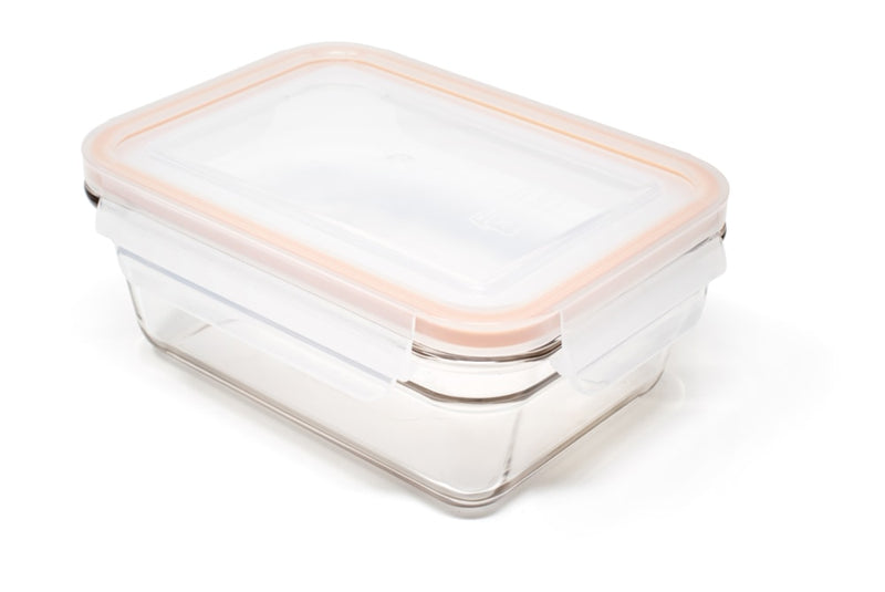 Glasslock Rectangular Glass Food Storage Container with Leakproof Lid, 970-mL X9