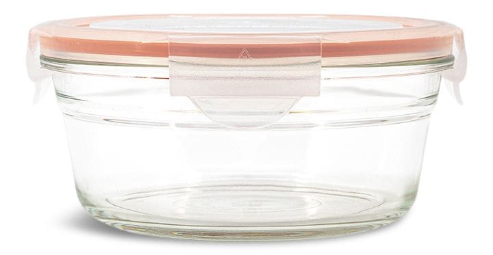 Glasslock Round Glass Food Storage Container with Leakproof Lid, 850-mL G2