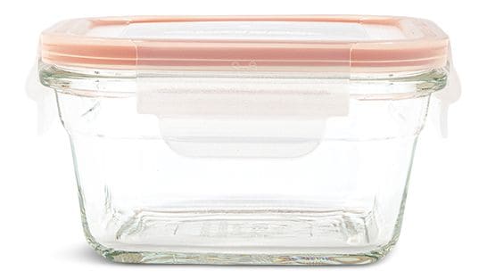 Glasslock Square Glass Food Storage Container with Leakproof Lid, 405-mL B4