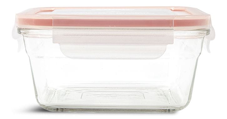 Glasslock Square Glass Leakproof Food Storage Container with Lid, 900-mL X6