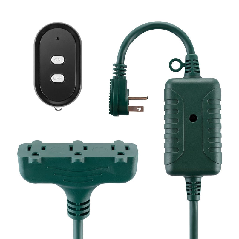 Globe Electric 50-ft 14/3 Outdoor Power Cord with Wireless Remote & 3 Grounded Outlets, Green R2