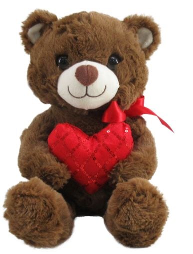 Goffa Valentine's Day 12-in Brown Bear with Heart Plush X1