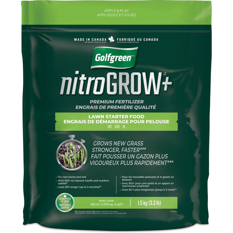 Golfgreen Nitrogrow+ Lawn Starter Premium Fertilizer,10-20-05, 1.5-kg B7