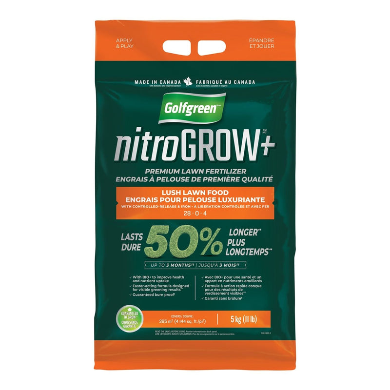 Golfgreen Nitrogrow+ Premium Nitrogen Enriched Lush Lawn Fertilizer, 28-0-4, 5-kg S8