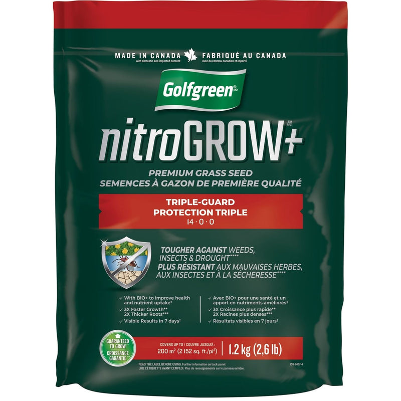 Golfgreen Nitrogrow+ Triple-Guard Grass Seed, 1.2kg I1