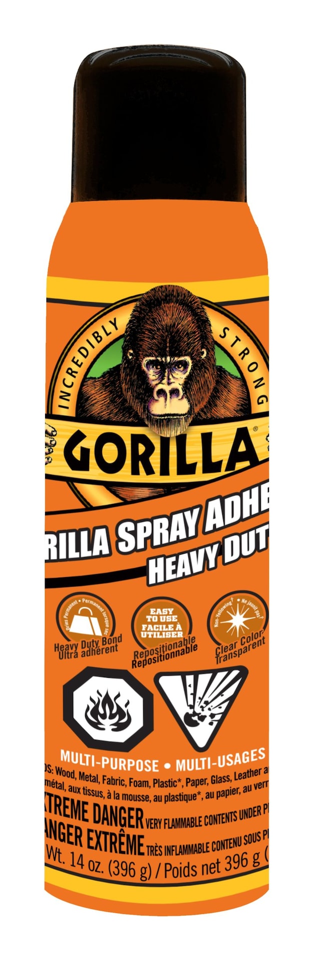 Gorilla Glue Spray Adhesive, Heavy-Duty, Weather-Resistant, Indoor/Outdoor, Clear, 1.4-oz T9