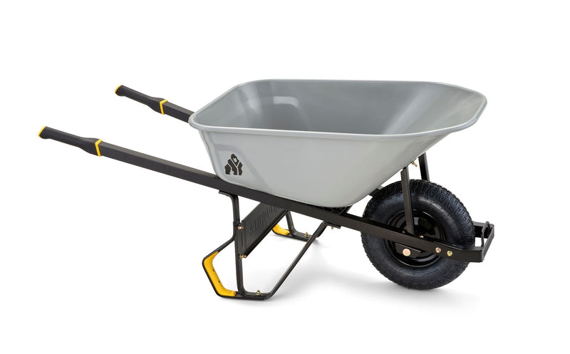 Gorilla Heavy-Duty Easy Pivot/Dump Steel Tub Wheelbarrow, Steel Tray, 6-cu-ft L9