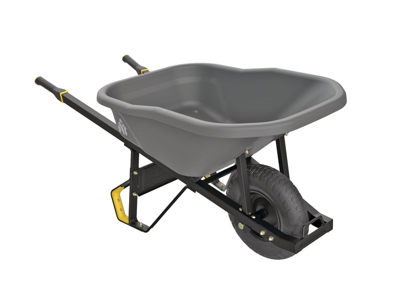 Gorilla Pro Grade Heavy Duty Poly Tub Wheelbarrow, Poly/Plastic Tray, 6-cu-ft E3