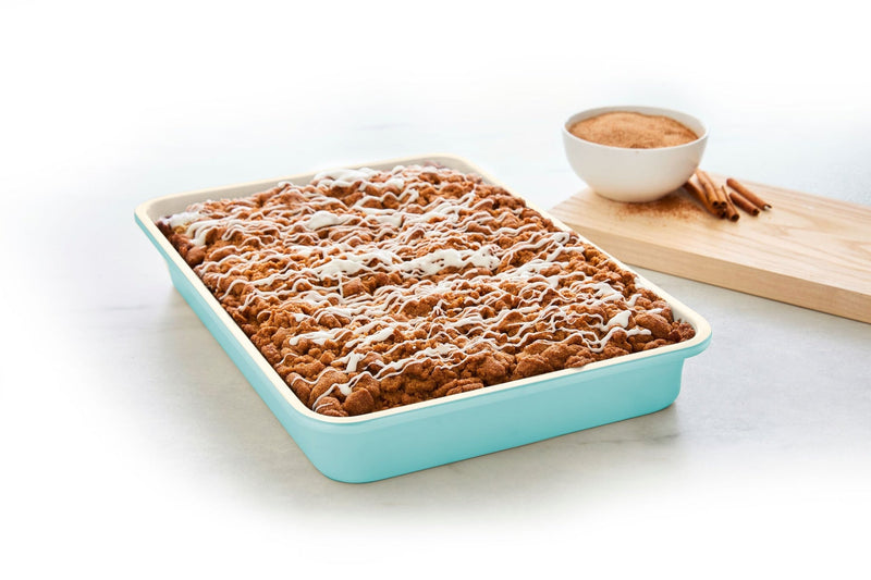 Green Pan Rectangular Teal Ceramic Non-Stick Oblong Cake Pan, 13.54x9.56x2.71-in E7