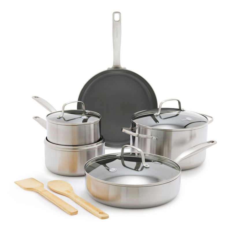GreenPan Chatham Stainless Steel Ceramic Cookware Set, 11-pc Q2