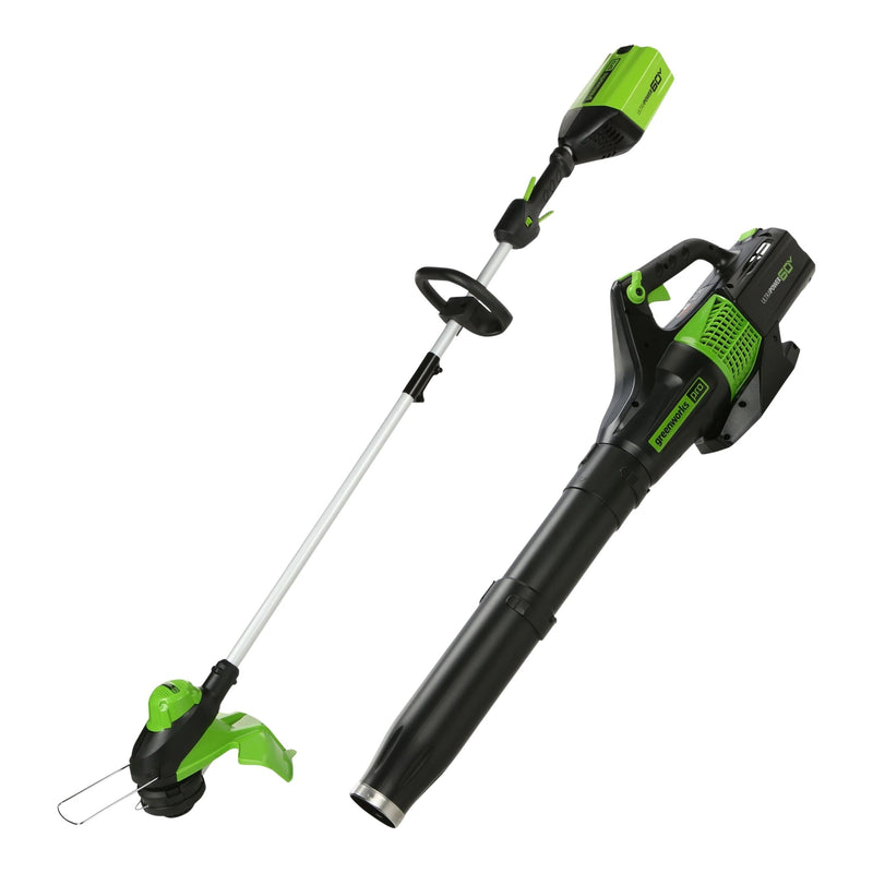 Greenworks 60V 13-in String Trimmer & 540CFM/140MPH Blower Combo Kit with 4.0Ah Battery & Charger A4