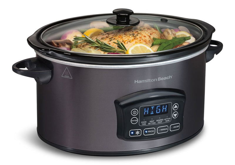 Hamilton Beach Programmable Defrost Slow Cooker, Black, 6-qt G9
