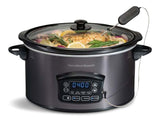 Hamilton Beach Programmable Defrost Slow Cooker, Black, 6-qt