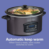 Hamilton Beach Programmable Defrost Slow Cooker, Black, 6-qt