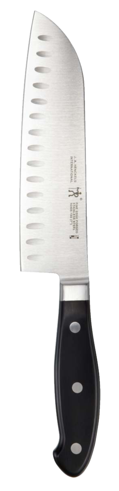 Henckels Stainless Steel Fine Edge Forged Santoku Knife, Ergonomic Grip, 7-in O5