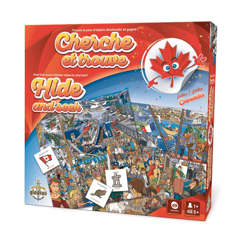 Hide and Seek Family Board Game, Canada-Edition, Bilingual, Ages 5+ U0