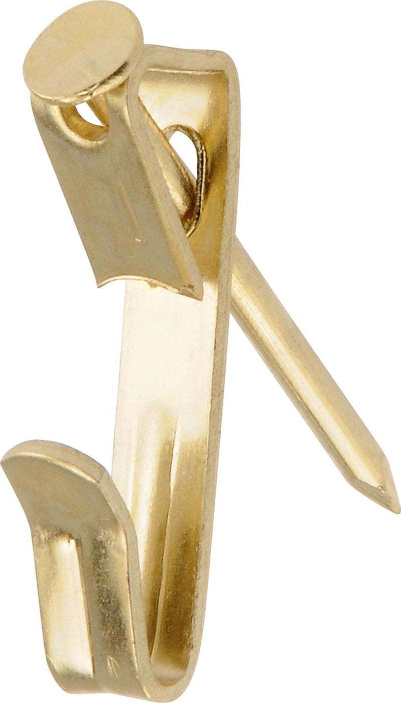 Hillman Conventional Picture Hanger, For DrywAll/ Plaster WAll, 30-lb Capacity, Brass Plated, 6-pk L3