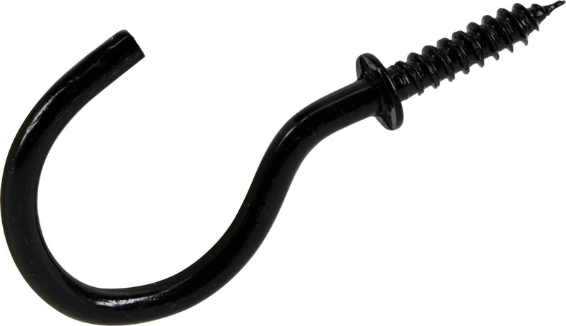 Hillman Mug Cup Hook, Half Hook Half Screw, Black, 7/8-in, 8-pk X1