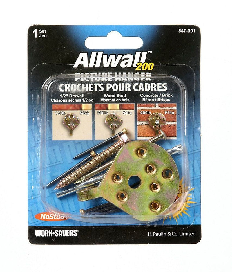 Hillman No Stud All WAll Picture Hanger, With Fasteners, 200-lb Capacity, Gold G8