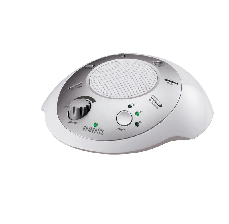HoMedics SoundSpa Battery-Operated Portable White Noise Sleep Sound Machine with Auto-Off Timer, White O5