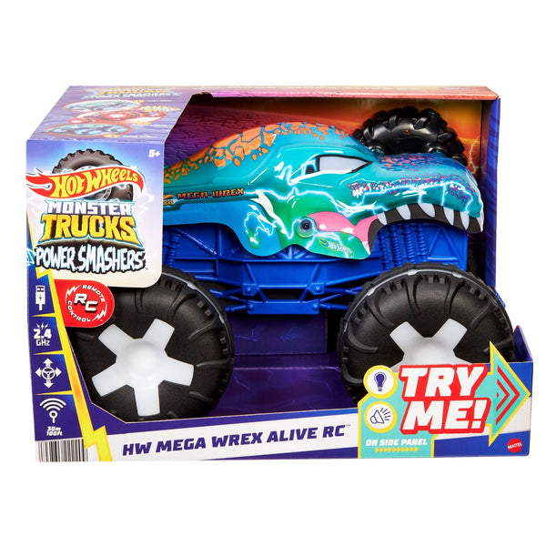 Hot Wheels Monster Truck Remote Controlled 1:15 Scale Mega Wrex Toy Vehicle with Sounds & Lights, Ages 5+ X5