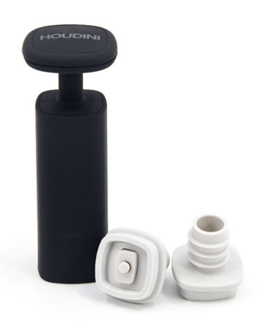 HOUDINI Wine Vacuum Preserver with Bottle Stopper, Black Q8