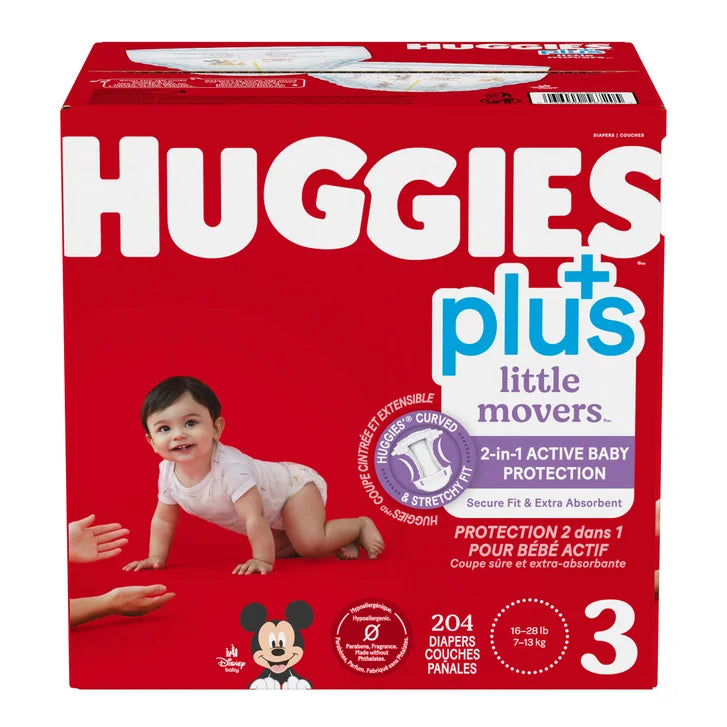 Huggies Little Movers Plus Diapers, Sizes 3 - 7 E2