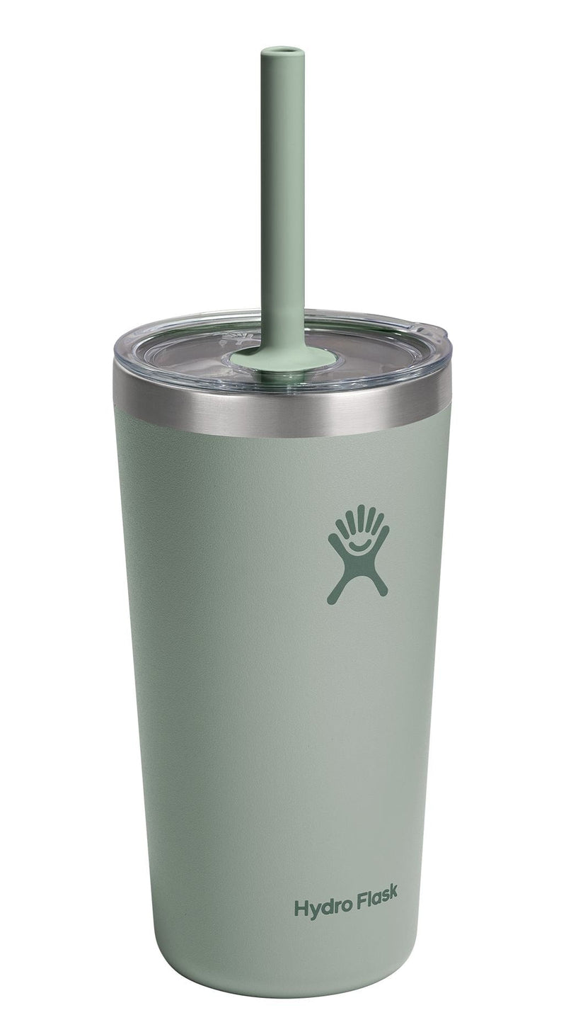Hydro Flask Stainless Steel Insulated All Around Tumbler with Clear Press-In Straw Lid, Agave, 20-oz G1