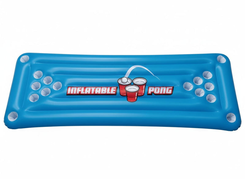 Inflatable Beer Pong Pool Game, Blue, 71-in, for Beach/Pool Fun Activities U3
