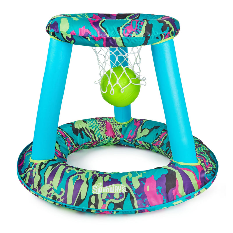 Inflatable Pool Basketball Set, Blue/Green/Black, 3-pk, Ages 13+, for Beach/Pool Fun Activities J8