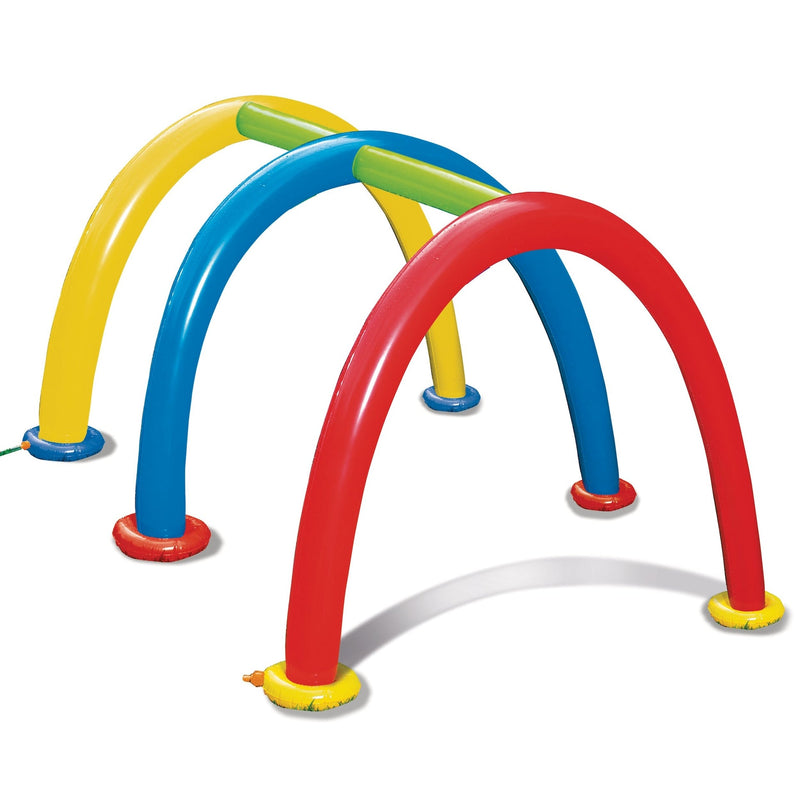 Inflatable Splash Tunnel Water Sprinkler, Yellow/Blue/Red, Ages 3+, for Beach/Pool Fun Activities L0
