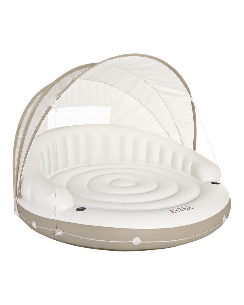 Intex Off White Canopy Inflatable Pool Island Multi Person Float with Detachable Sun Shade A6