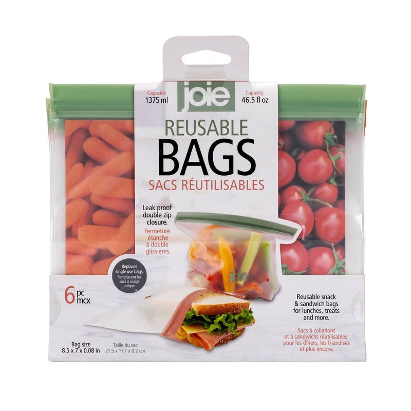 Joie Reusable Peva Food Storage Bags, Terracotta/Sage/Grey, 6-pk Q6