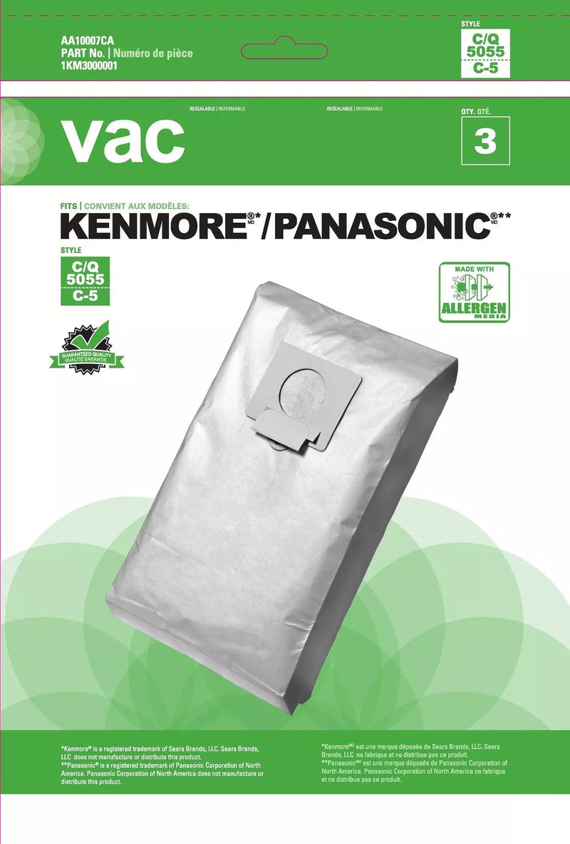 Kenmore 5055 & Panasonic C5 Replacement Vacuum Cleaner Bags, 3-pk C4