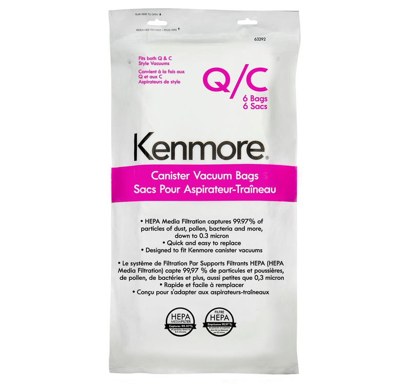 Kenmore Genuine HEPA Canister Vacuum Cleaner Bags, 6-pk V8