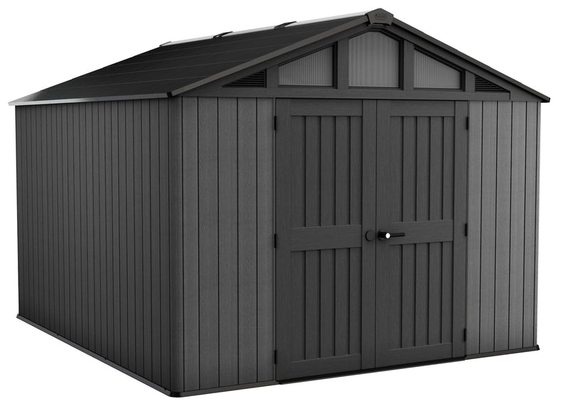 Keter Apex Resin 2-Door Outdoor Storage Shed with Full Length Skylight, Grey, 10-ft x 11.5-ft D5