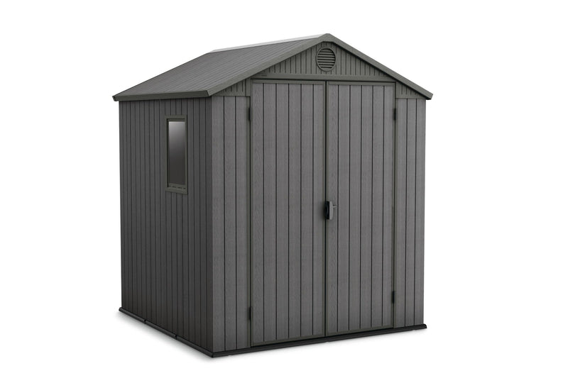 Keter Darwin Outdoor Storage Shed, Grey, 6-ft x 6-ft V4