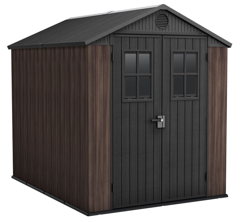 Keter Darwin Resin Outdoor Storage Shed with DecoCoat, Brown, 6-ft x 8-ft D0