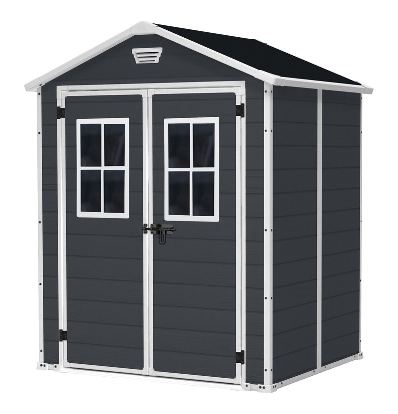 Keter Manor Resin Outdoor Storage Shed with Fixed Window, Grey, 6-ft x 5-ft B1